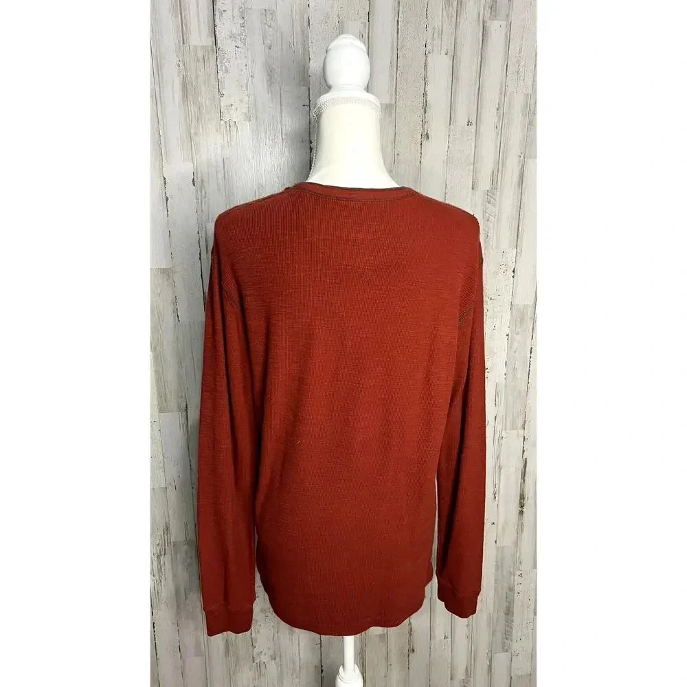 Banana Republic Men's‎ Size Medium Orange Waffle Knit Henley Top